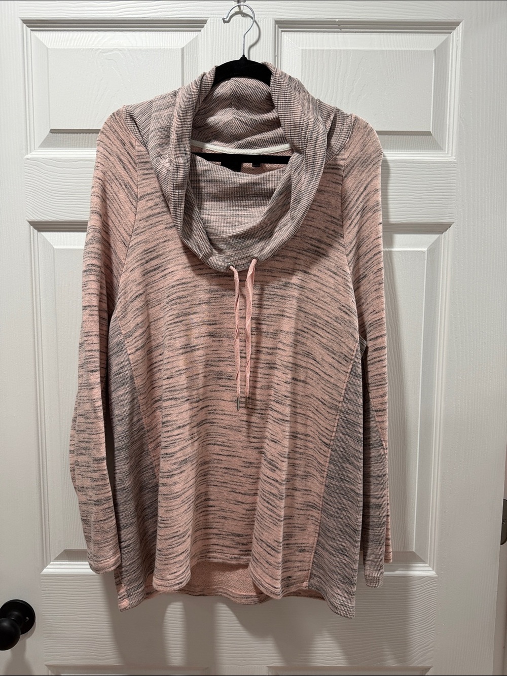 Soft Heathered Pink Cowl Pullover Sweater